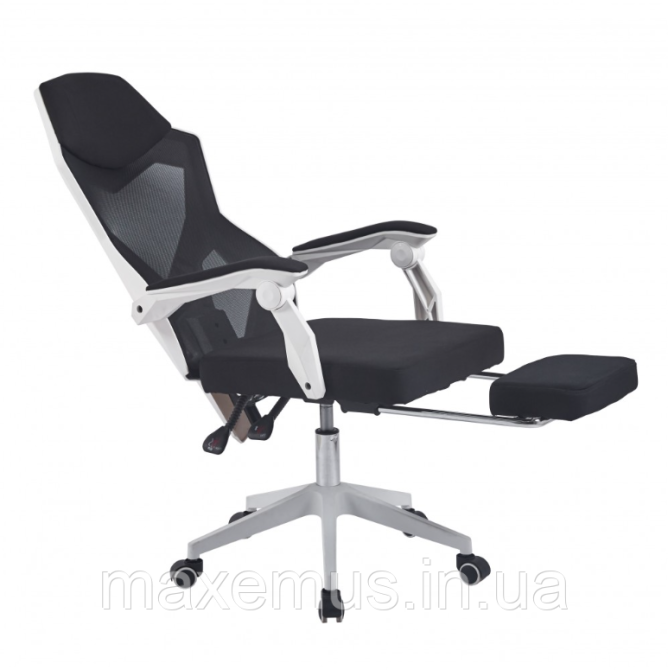 Геймерское кресло Bonro B057черно-белое с подставкой для ног компьютерное игровое кресло из ткани для ПК Мостиска - изображение 12