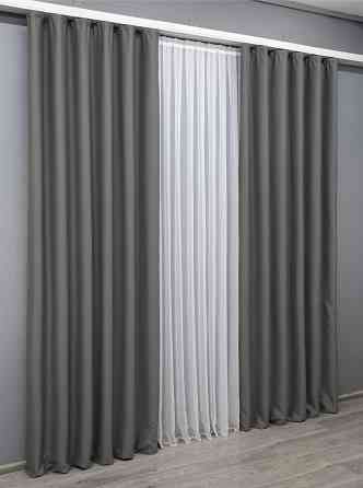 Комплект готовых штор VR-Textil Блэкаут Midnight № 1671ш Серый 100х295 см 2 шт (31-823) Киев