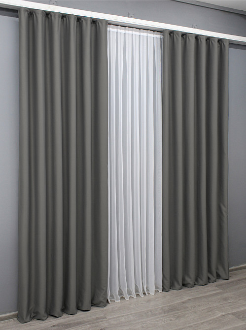 Комплект готових штор VR-Textil Блекаут Midnight № 1671ш Сірий 100х295 см 2 шт (31-823) Київ - фото 4