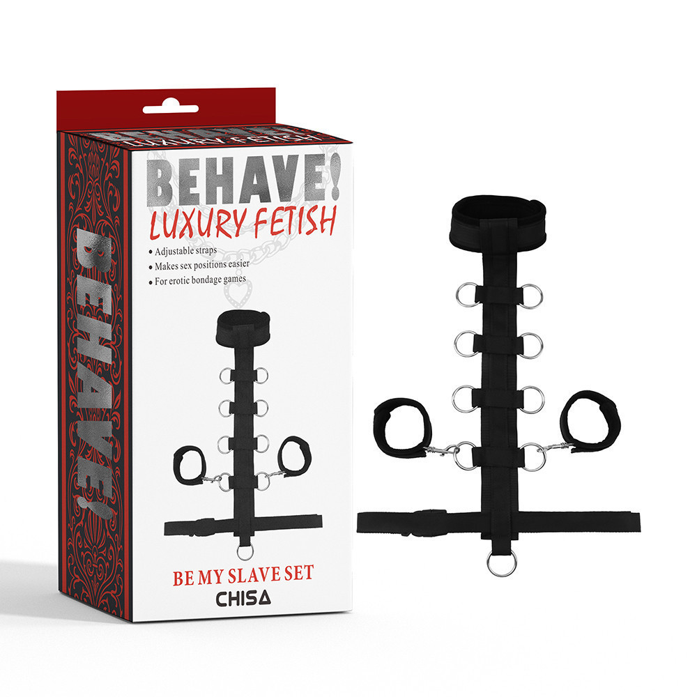 Набор для бондажа Chisa Behave Be My Slave Set с ошейником и наручниками, черный Sex Aura Киев - изображение 1