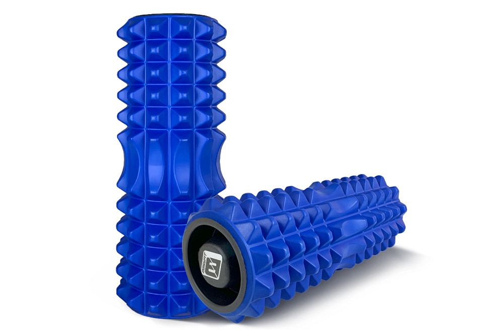 Масажний ролик EasyFit Grid Roller 33 см v.1.2 із заглушками з обох сторін (синій) Коломыя - изображение 2