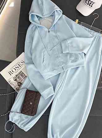 Женский стильный повседневный костюм двойка турецкая двухнить Голубой, 42/44 Одесса