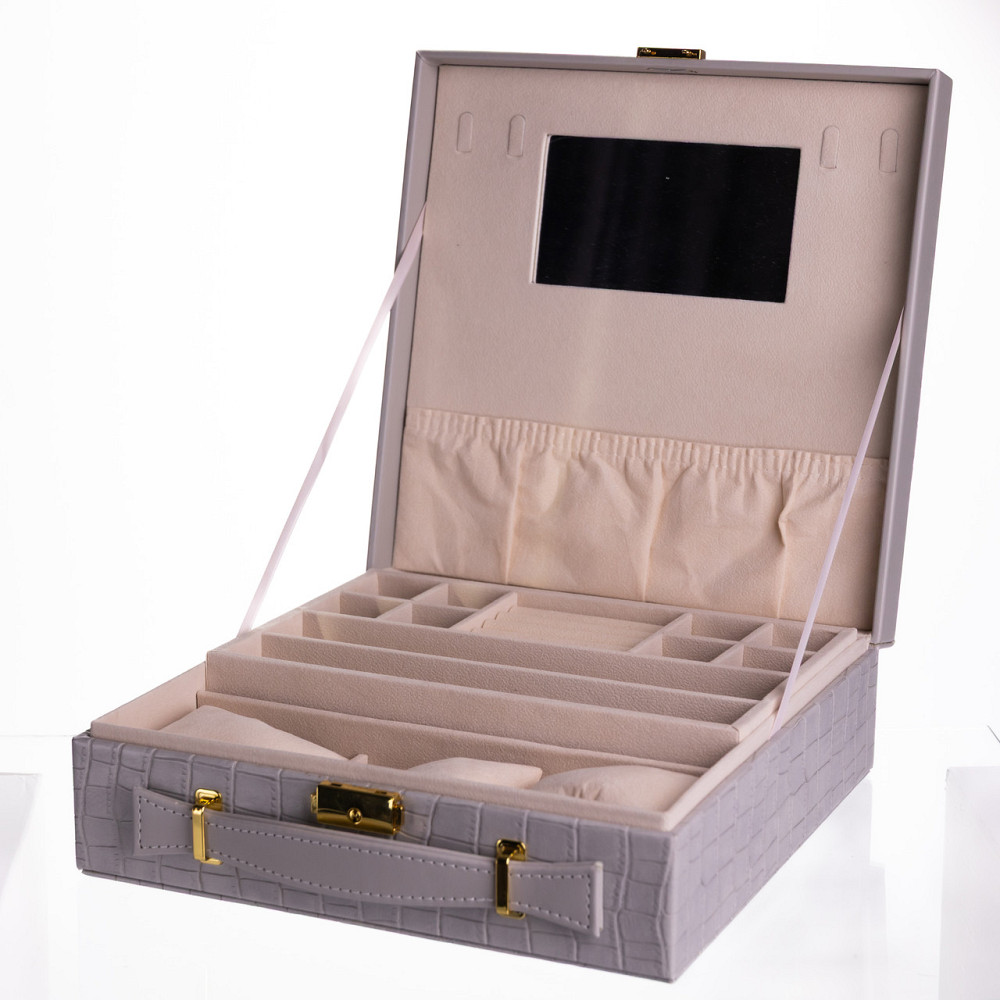 Скринька для прикрас з еко шкіри 2 яруси Сірий HP-5-35G Коломыя - изображение 1