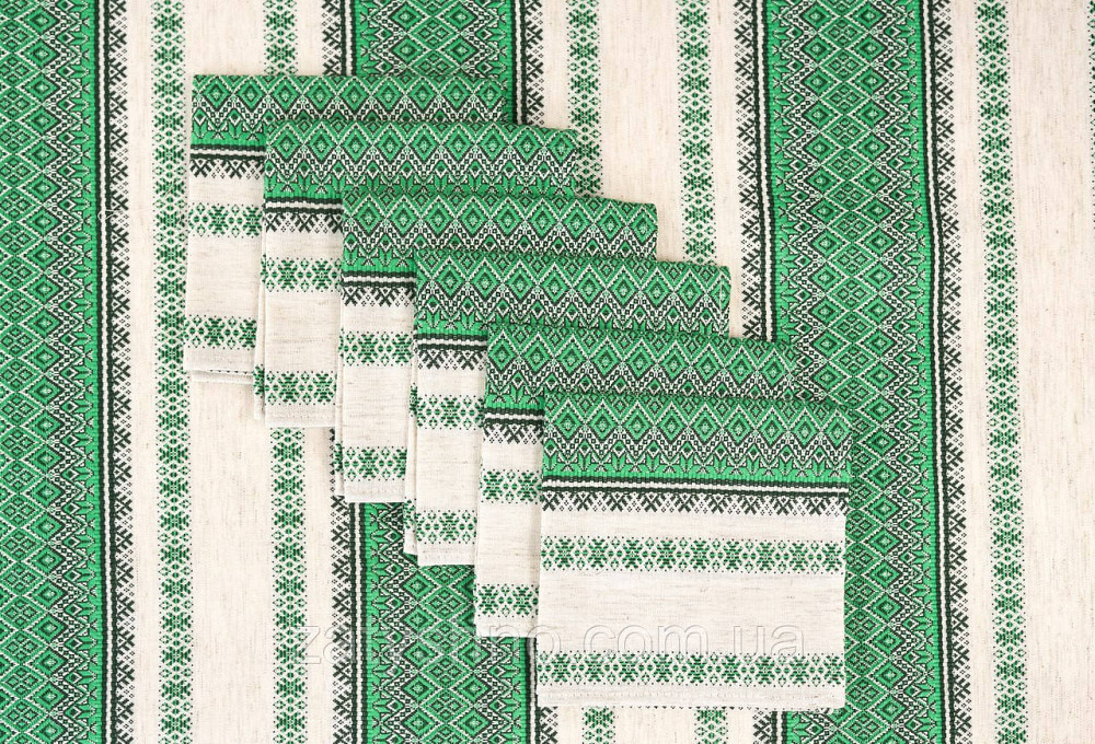 Вишита скатертина з серветками зелена Київ - фото 5