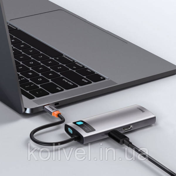 Док-станція USB3.1 Type-C --> USB Type C PD 100W/HDMI 4K 60 Hz/3*USB 3.2 Gen1/ 5in1 Baseus (CAHUB-CX0G) Київ - фото 7