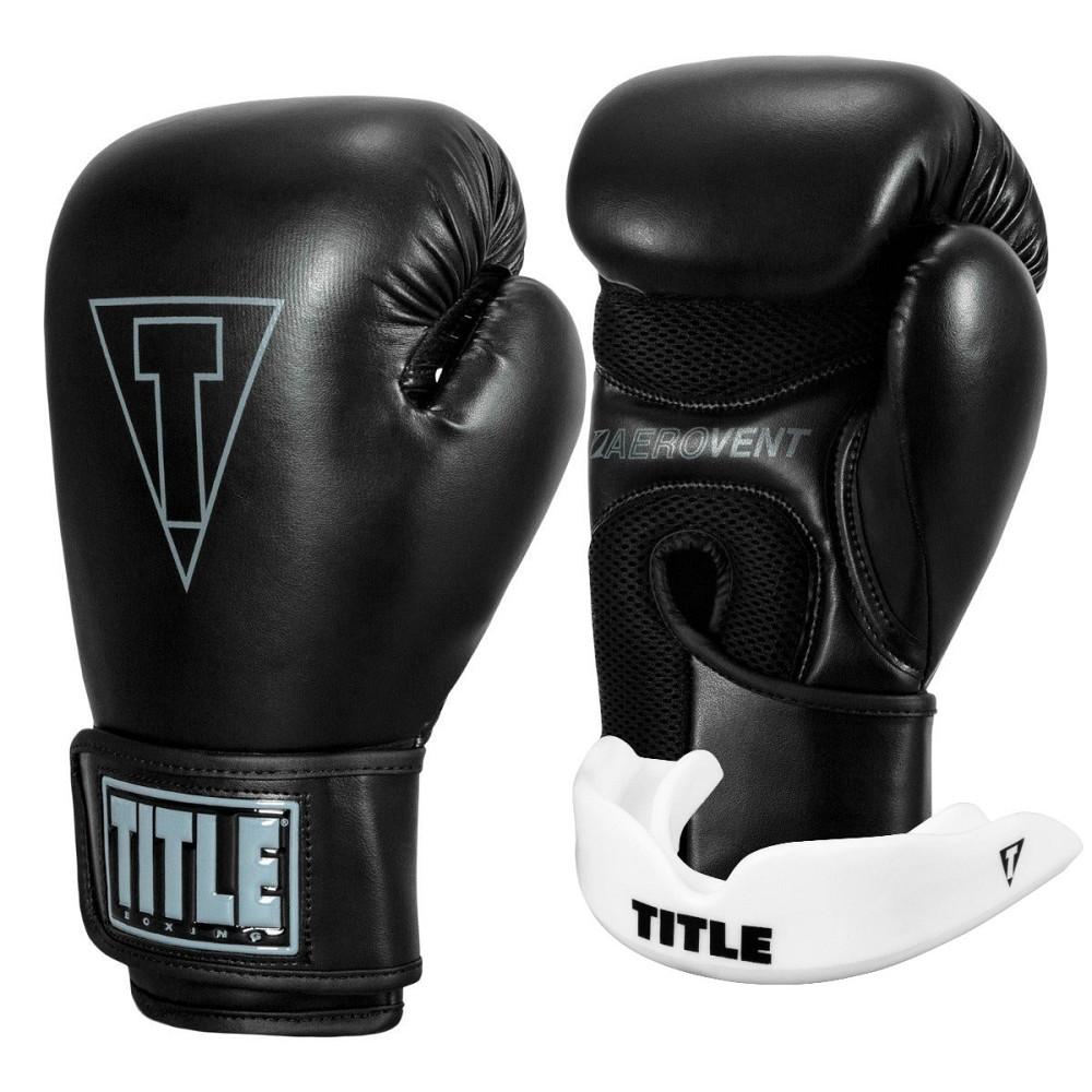 Боксерські рукавиці TITLE Boxing Vegan Gloves Black 8 oz (капа в комплекті) Кам'янське - фото 1