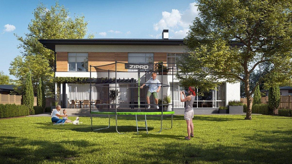 Батут Zipro Jump Pro с внутренней сеткой 12 футов 374 см черно-зеленый Киев - изображение 9