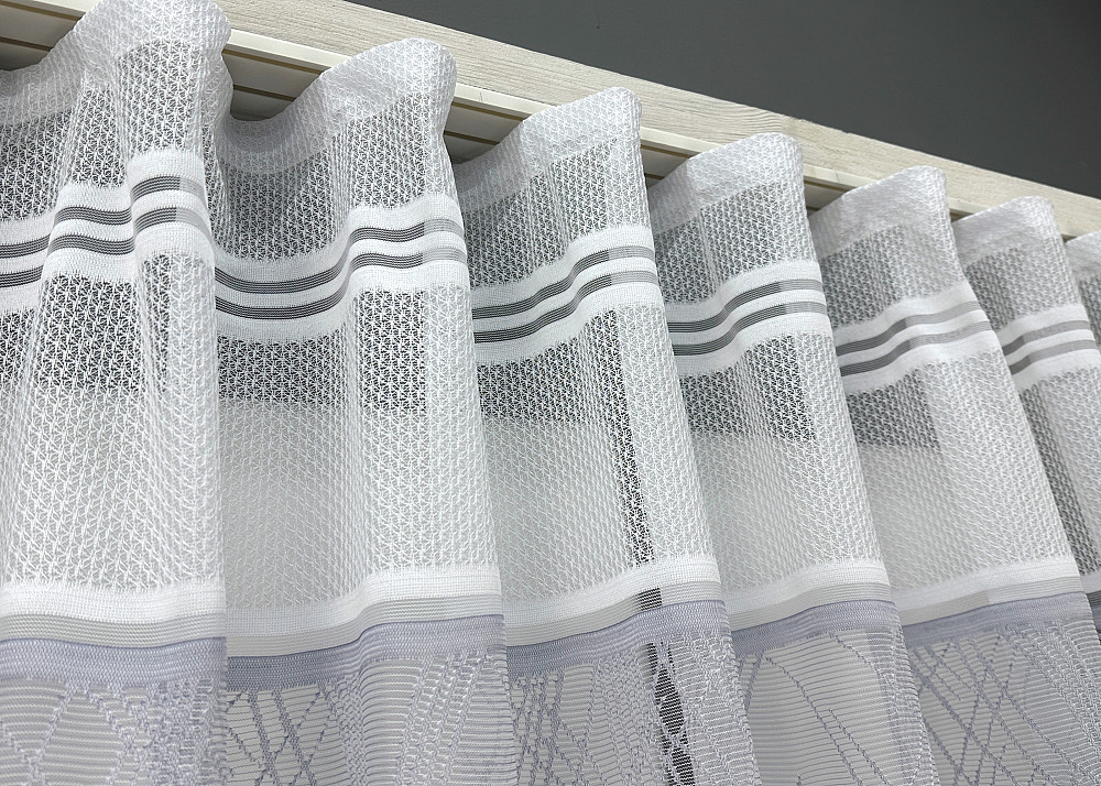Короткий тюль жакард, висотою 1,5м, колір білий з сірим 1937т Київ - фото 7