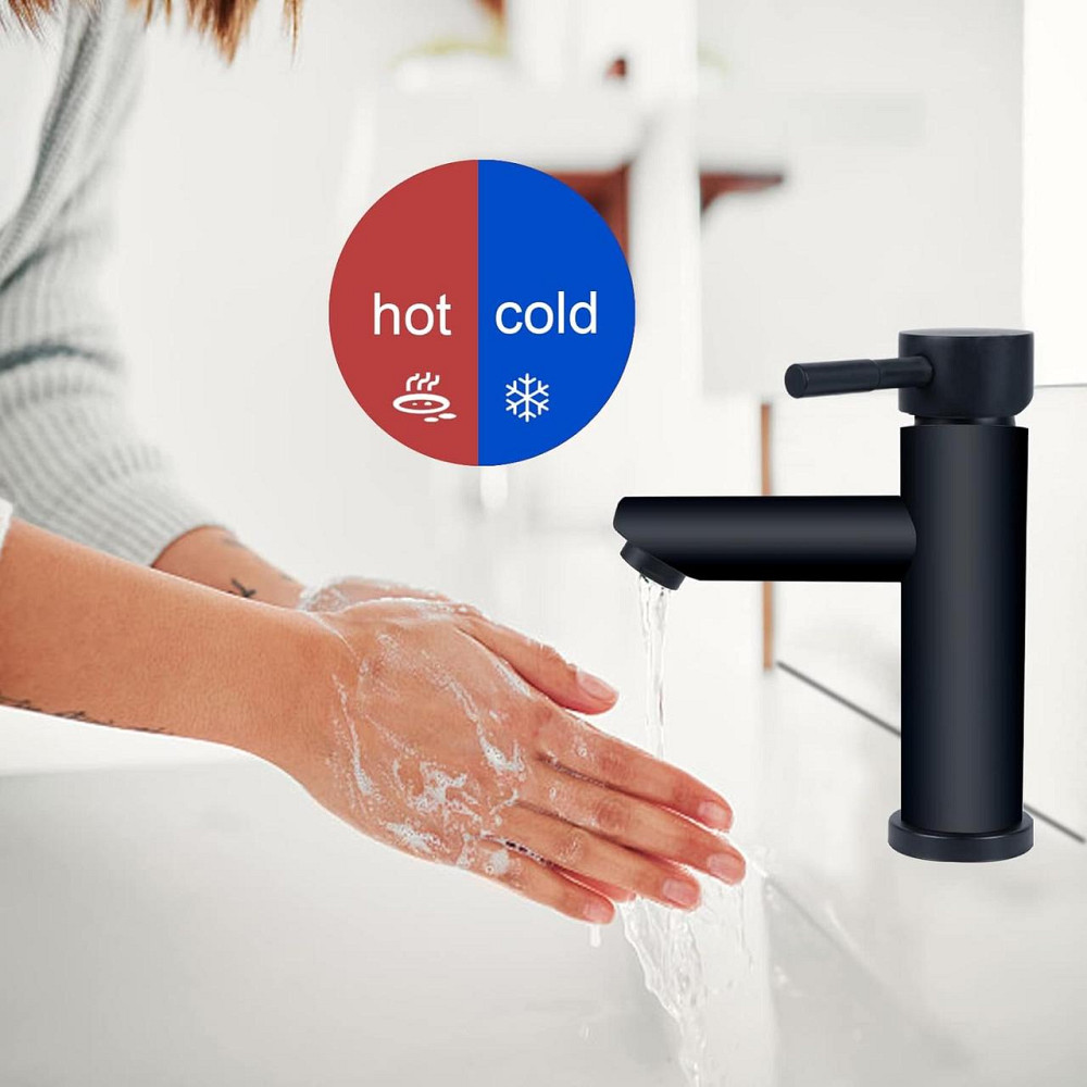 SLFYEE чорний змішувач для ванної кімнати, умивальника, матовий, комплект змішувача з нержавіючої сталі 304 Київ - фото 4