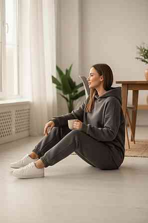 Жіночий спортивний теплий костюм на флісі батал Сірий р 4XL/5XL Харків