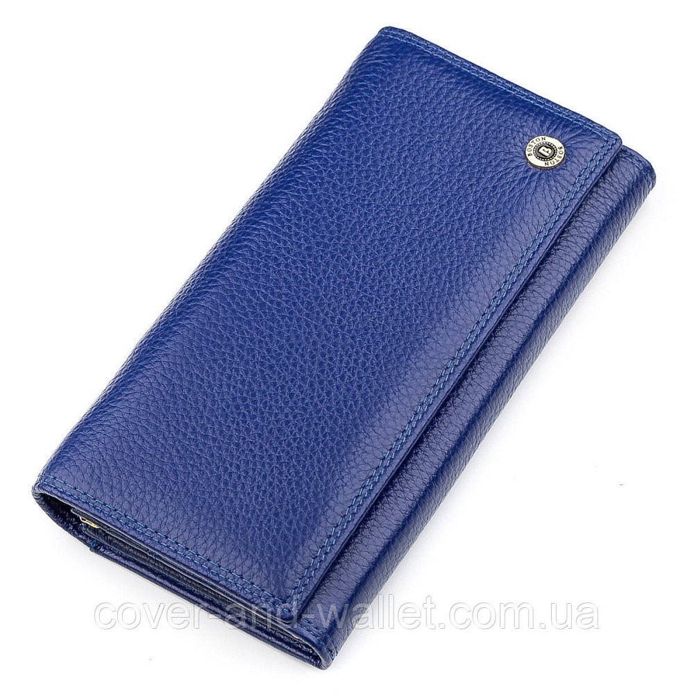 Cиній шкіряний класичний гаманець з натуральної шкіри Boston S1001B Київ - фото 1