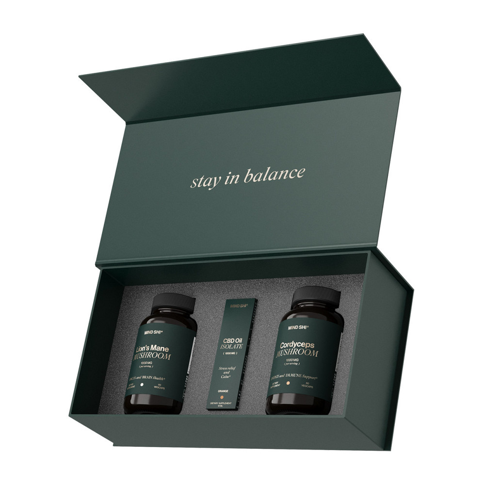 Канабидиол, ежевик гребенчатый,кордицепс MIND SHI Mushroom+CBD Oil Premium Box Киев - изображение 3