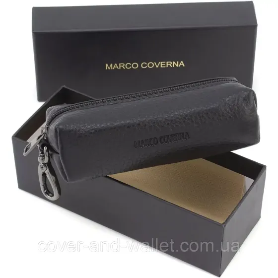 Элитная карманная ключница из натуральной кожи черного цвета Marco Coverna W005 Black Киев