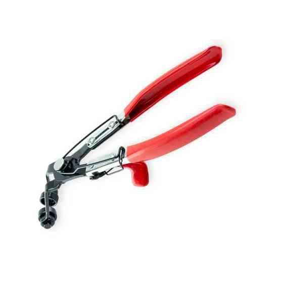 Съёмник хомутов пружинных (патрубков) с фиксатором изогнутый на 45° 280мм Мукачево