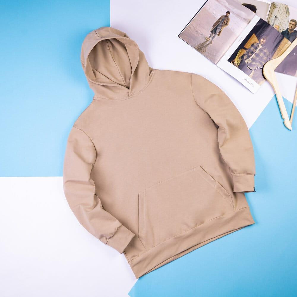 Чоловіче демісезонне худі з капюшоном бежеве Pobedov 001 Київ - фото 3