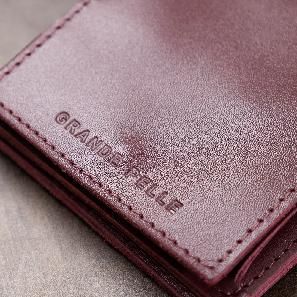 Кожаное женское портмоне GRANDE PELLE 11518 Бордовый Киев - изображение 2