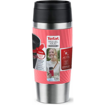 Термокружка Tefal Travel Mug Classic Twist, 360мл, нержавіюча сталь, кораловий (N2024410) Винница - изображение 2