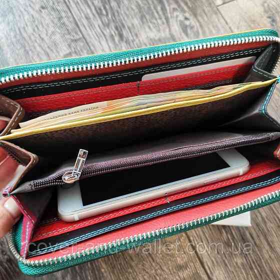 Красивый женский кожаный кошелёк на молнии фиолетового цвета ST Leather Киев