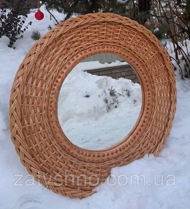 Дзеркало плетене кругле з лози Київ - фото 3