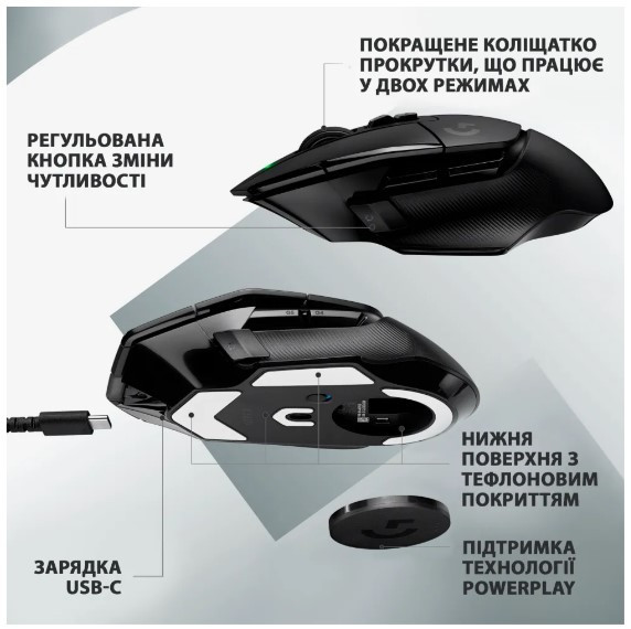 Мышь Logitech G502 X LIGHTSPEED Black (910-006180) (6823491) Киев - изображение 3