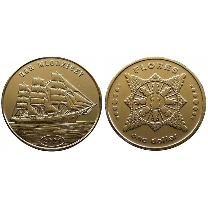 Острів Флорес 1 долар 2021 UNC Дар Молодідії Полтава - фото 1