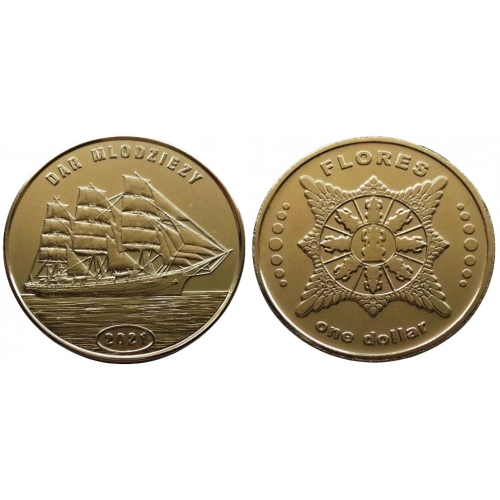 Острів Флорес 1 долар 2021 UNC Дар Молодідії Полтава - фото 1