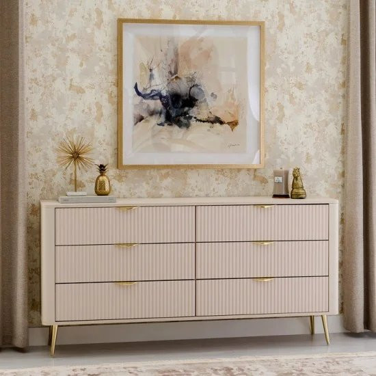 Комод Perfect Home Ланте/Lante с 6 ящиками и золотыми ножками 6S/163 Беж (PFH-091105) Днепр - изображение 8