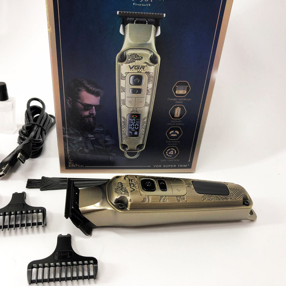 Беспроводной аккумуляторный триммер для стрижки волос VGR V-901, Набор для стрижки с зарядкой TM-84 Львов - изображение 6