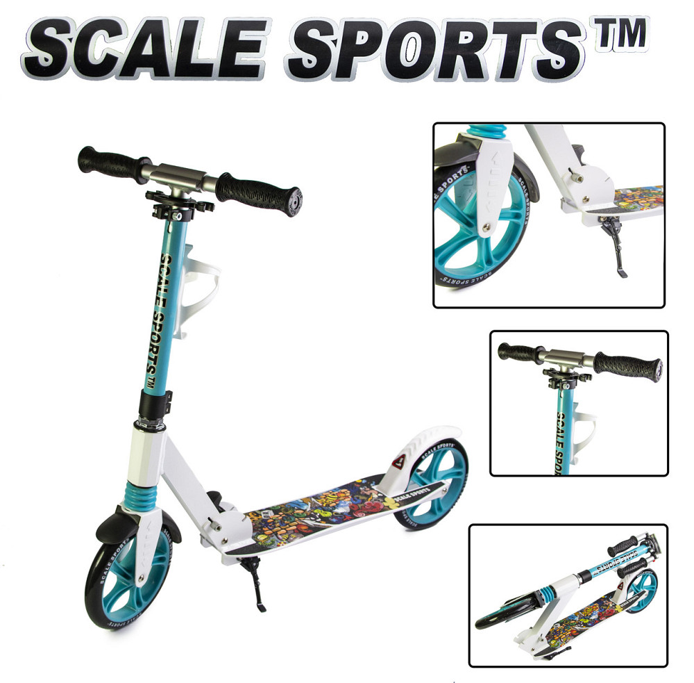 Самокат двухколёсный складной с задним ножным тормозом Scale Sports SS-15 Цвет Tiffany Одесса - изображение 2
