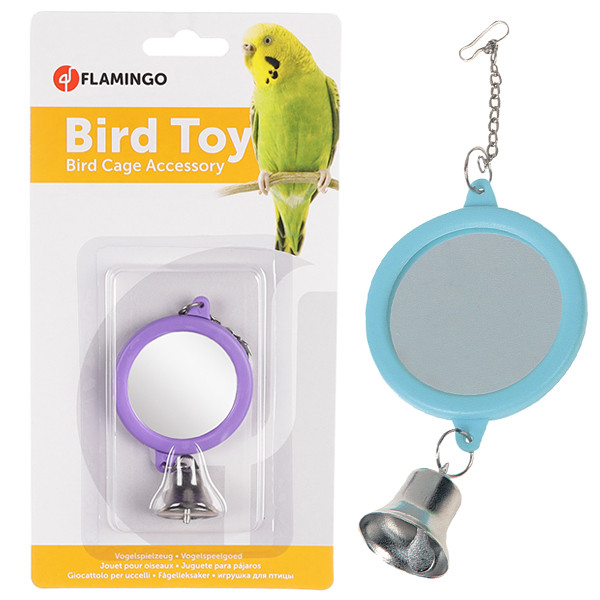 Flamingo Mirror Round+Bell ФЛАМІНГО КРУГЛЕ ДЗЕРКАЛО З ДЗВІНОЧКОМ іграшка для папуг Київ - фото 1