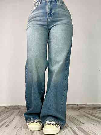 Джинси жіночі Zeo Basic 4741 palazzo jeans висока талія широкі палаццо стрейчеві вінтажні блакитні,  Одеса