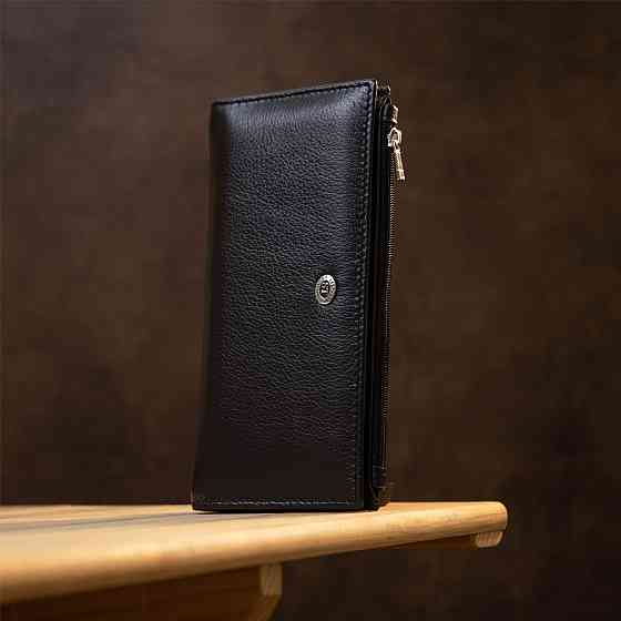 Практичный женский кожаный кошелек Черный (ST Leather) Киев