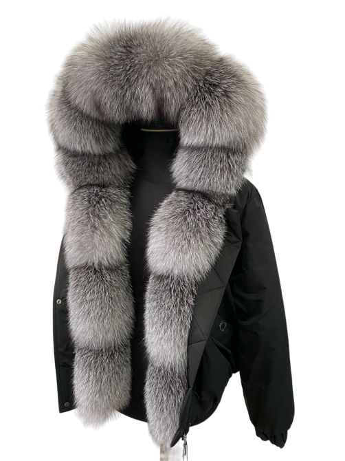 Бомбер жіночий з хутром блюфрост Чорний 56 Харків - фото 2