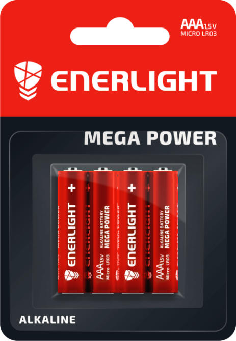 Батарейка мініпальчик ENERLIGHT MEGA POWER AAA 1.5V блістер 4 шт. Рівне - фото 1