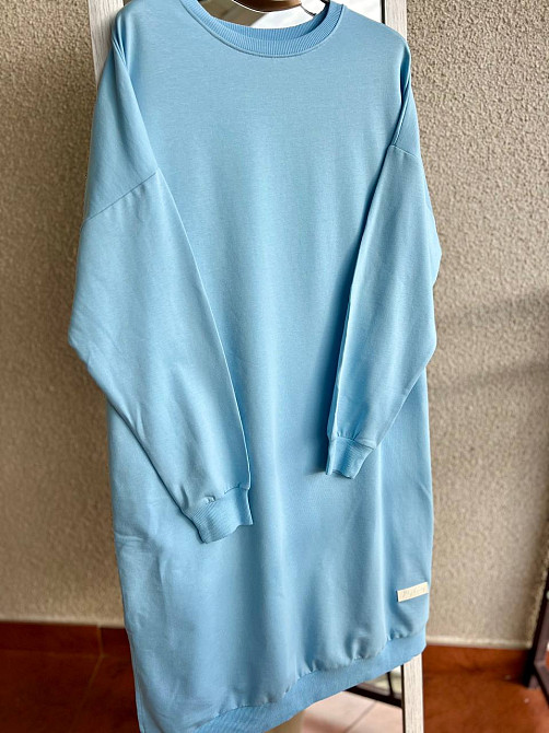 Сукня жіноча MY CITY 8211 спортивна середня довжина розрізи знизу резинка двунитка one size, блакитний, one size Київ - фото 6