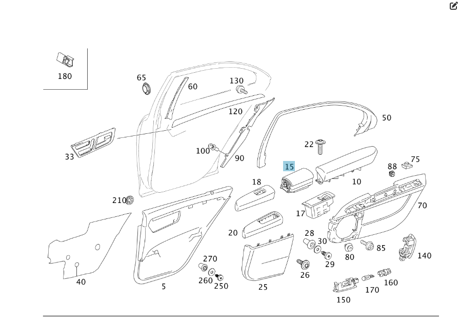 Mercedes-Benz  A2218100130 7J17 Попільничка сіра шкіра задніх лівих дверей S-class short W221 S-class long V221 Одеса - фото 2