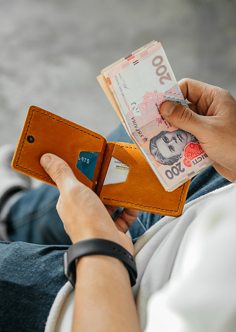 Чоловічий гаманець із натуральної шкіри, чорний місткий гаманець, чоловічий на кнопці гаманець із Crazy HorseMasterSem Київ - фото 6