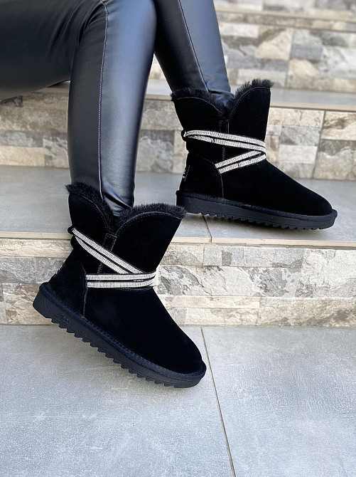 Угги жіночі OUQIDAGENI чорні натуральна замша зима висота 16 см (4208) Коломия - фото 7
