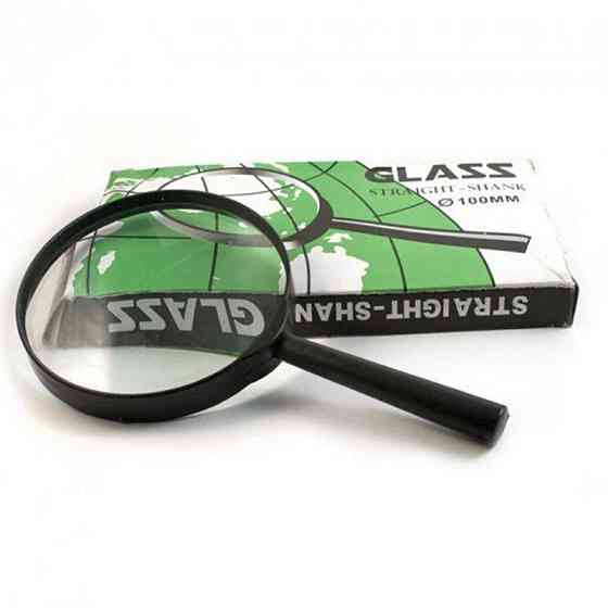 Лупа d-100 мм 3-х кратная стеклянная линза широкая рамка пластиковая оправа (2*10,5*19,5см) Одесса