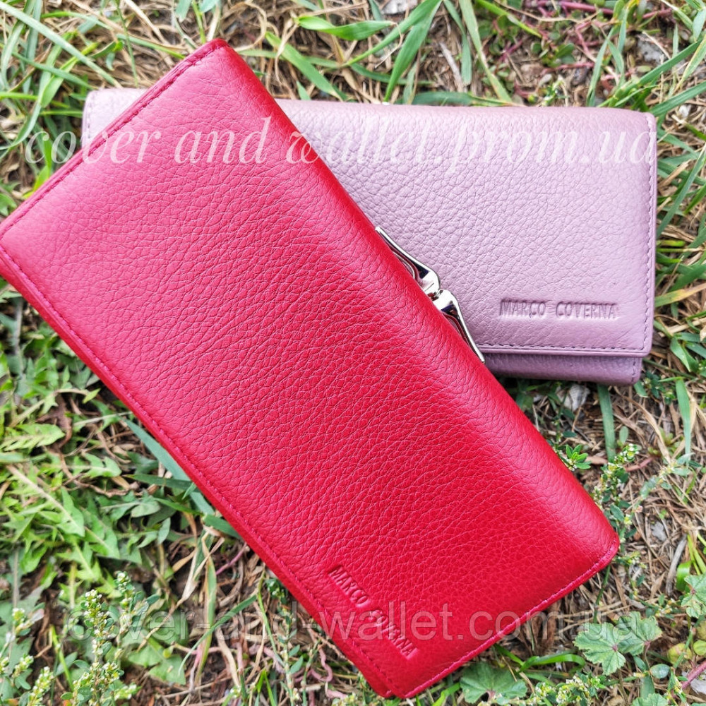 Класичний шкіряний жіночий гаманець бордового кольору на магнітах MC 1412 Київ - фото 9