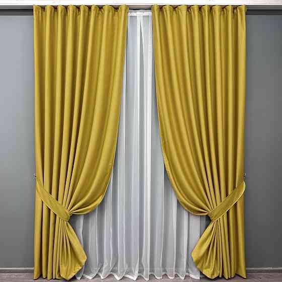 Комплект готових штор VR-Textil Шеніл однотонний № 1897ш Гірчичний 200х270 см 2 шт (32-265) Київ