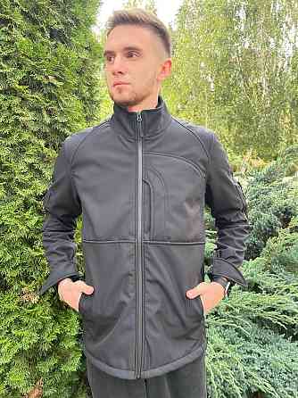 Водонепроникна чоловіча куртка з матеріалу Soft Shell (Чорна) M Вінниця