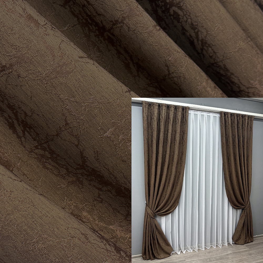 Комплект штор VR-Textil Жакард Viva Marmo № 1780ш Коричневий 150х290 см 2 шт (33-0734) Київ - фото 1