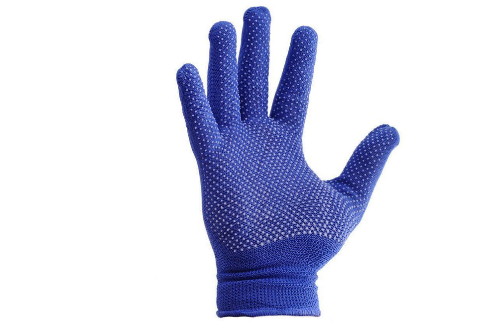 Перчатки Рабочие тонкие в точку 3 цвета, черный, серый, синий, в упаковке 12 пар Днепр - изображение 1