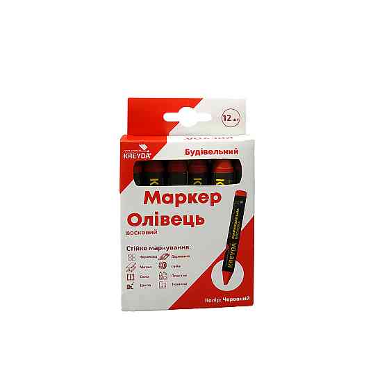 Маркер воскової маркувальної для будь-якої поверхні, червоний, 12 шт. Павлоград