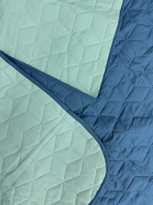 Покривало двостороннє Decorator Microfiber куб 210х215 см синій з блакитним (85-138) Київ - фото 7