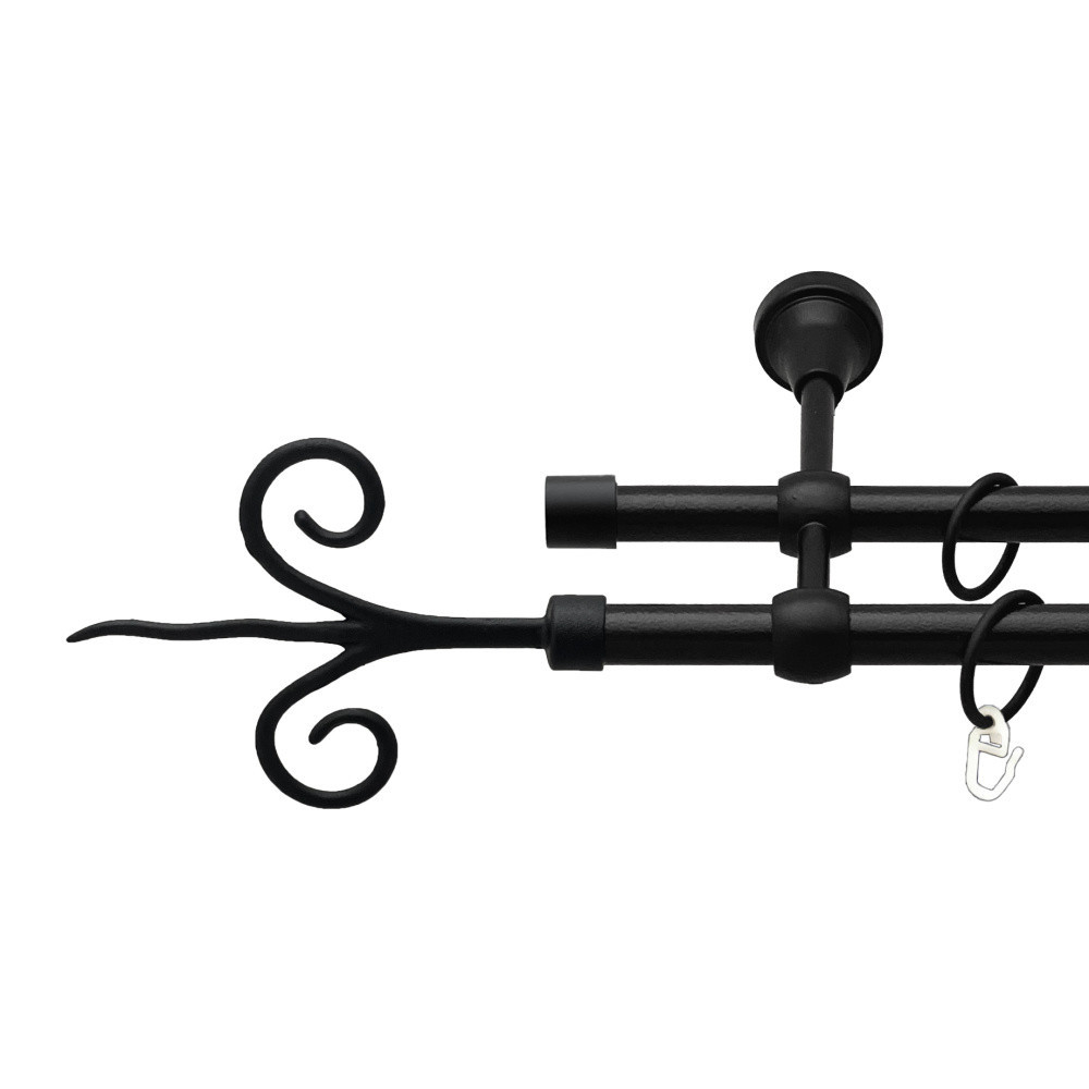 Карниз Orvit Фантазія металевий дворядний литий гладка труба кільце металеве Чорний Оксамит 16\16 мм 160 см Львов - изображение 1