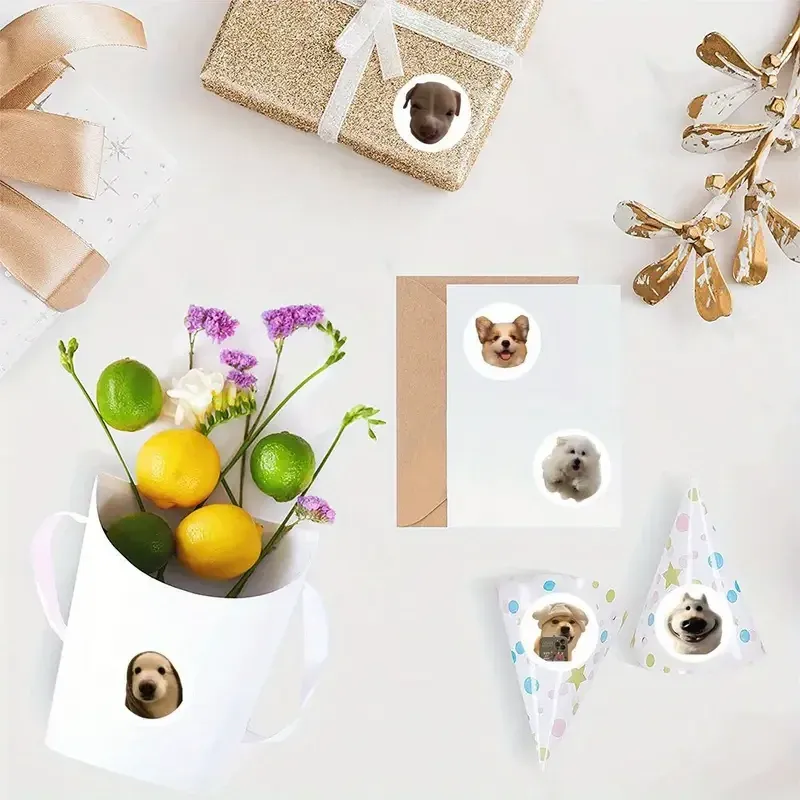 Набор наклеек с мемами собак – 500 шт. круглые стикеры с забавными мордочками, для декора и упаковки Киев - изображение 7