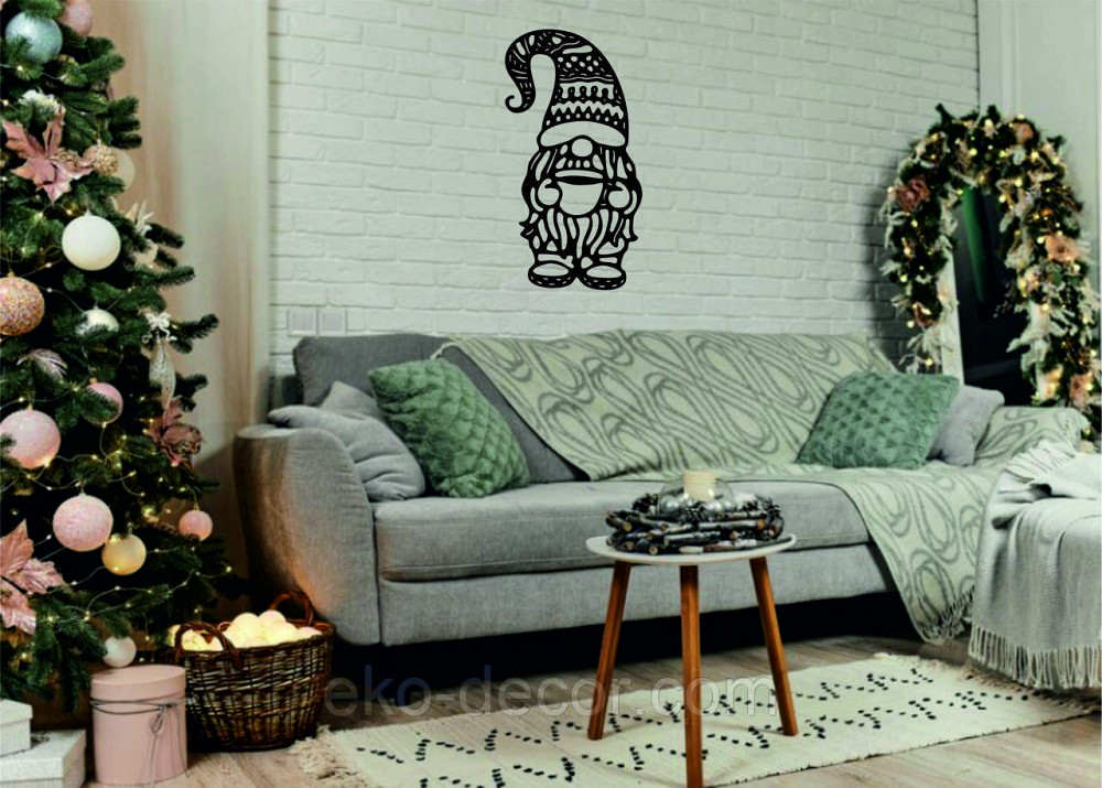 Декоративное настенное Панно «Гном», Декор на стену 90*47 см, Чёрный Киев - изображение 3