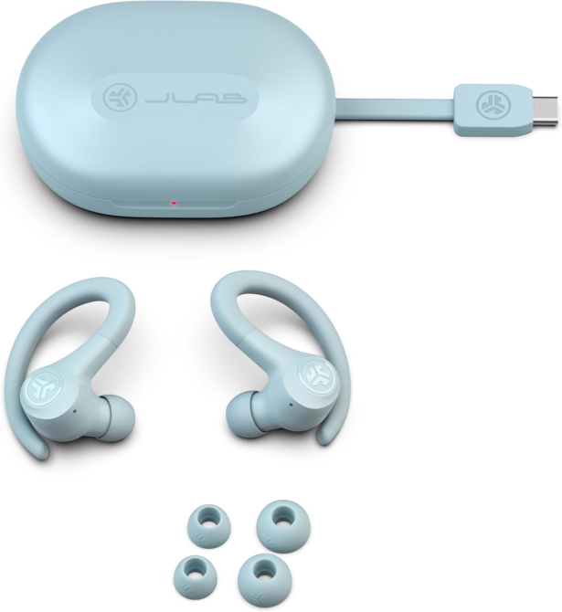 Беспроводные спортивные наушники JLab Go Sport+, Bluetooth 5.3, IP55, до 35 часов работы, Multipoint, светло-голубые Киев - изображение 7